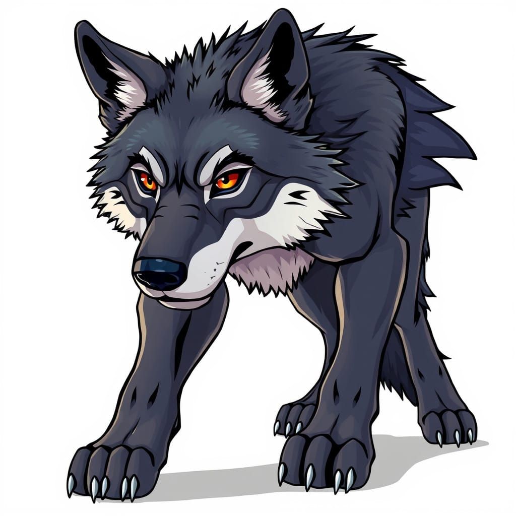 Majestic Balkan Wolf in Anime-Inspired Style