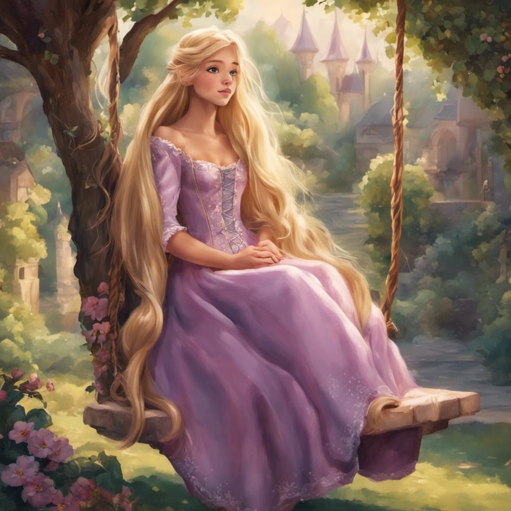 Rapunzel in Royal Garden on a Swing
