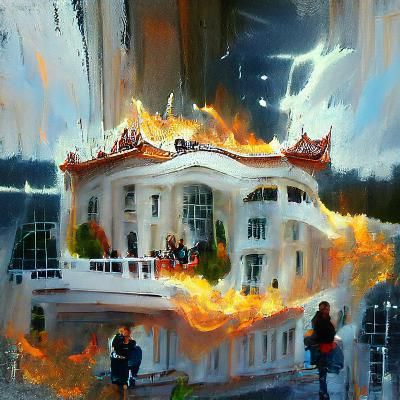 The White House on Fire: Detailed Digital Painting