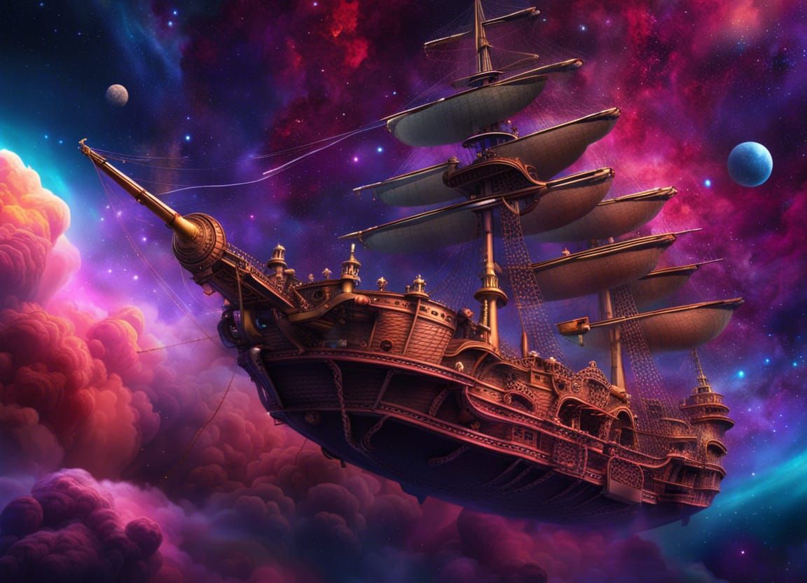 Treasure Planet: Space Pirate Ship in Nebula