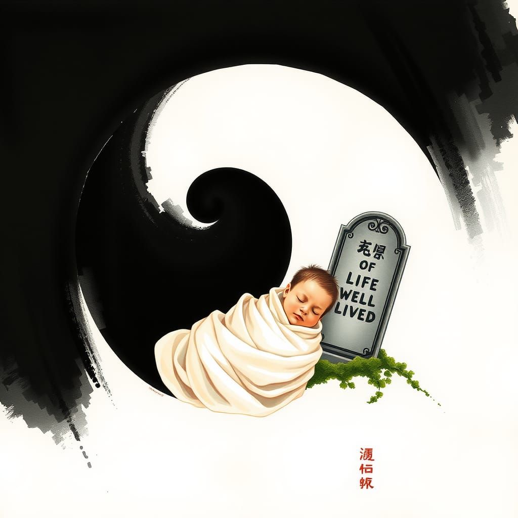 Harmonious Balance of Life and Legacy in Delicate Chinese-In...