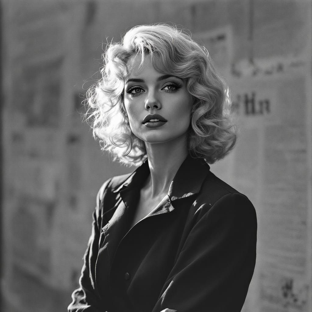 1950s Pin-Up Woman in Newspaper Layout