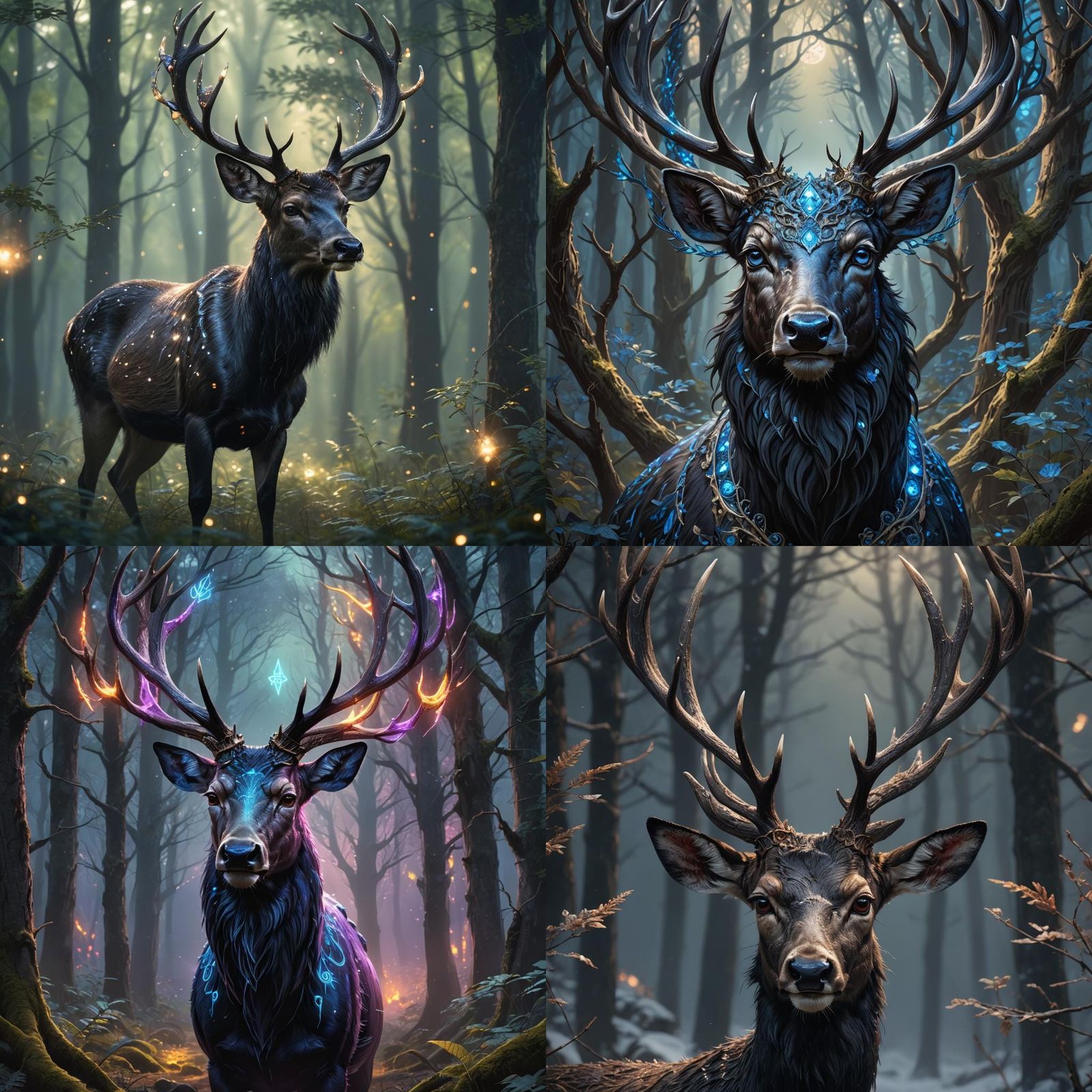 Detailed Portrait of a Black Deer in Unreal Engine