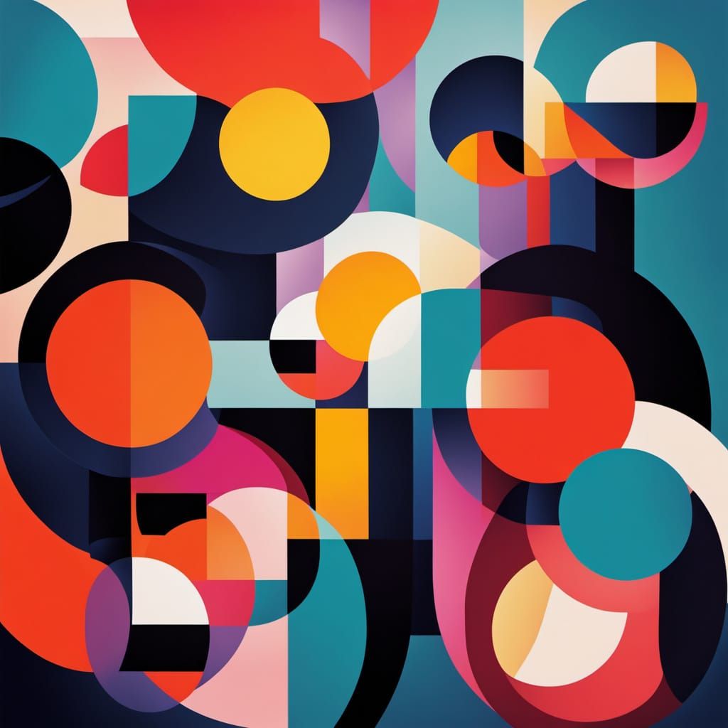 Vibrant Geometric Masterpiece with Dynamic Composition