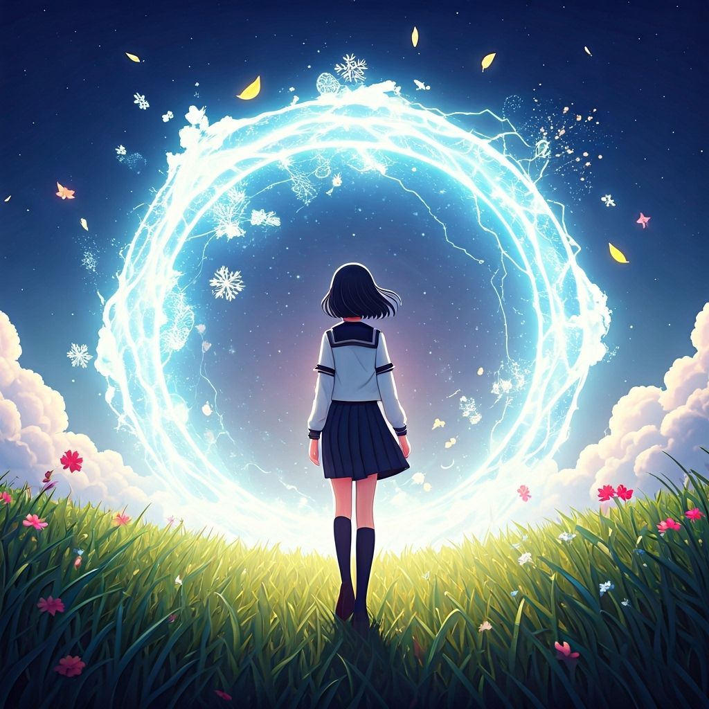 Anime Girl Enters Elemental Portal to Cloud World