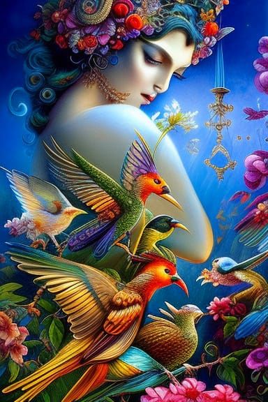 Fantasy Birds in a Beautiful Fairycore Style