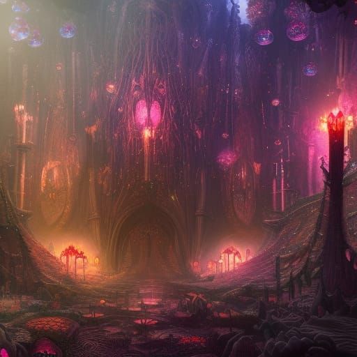 Sparkling Weirdcore Paradise: Detailed Matte Painting