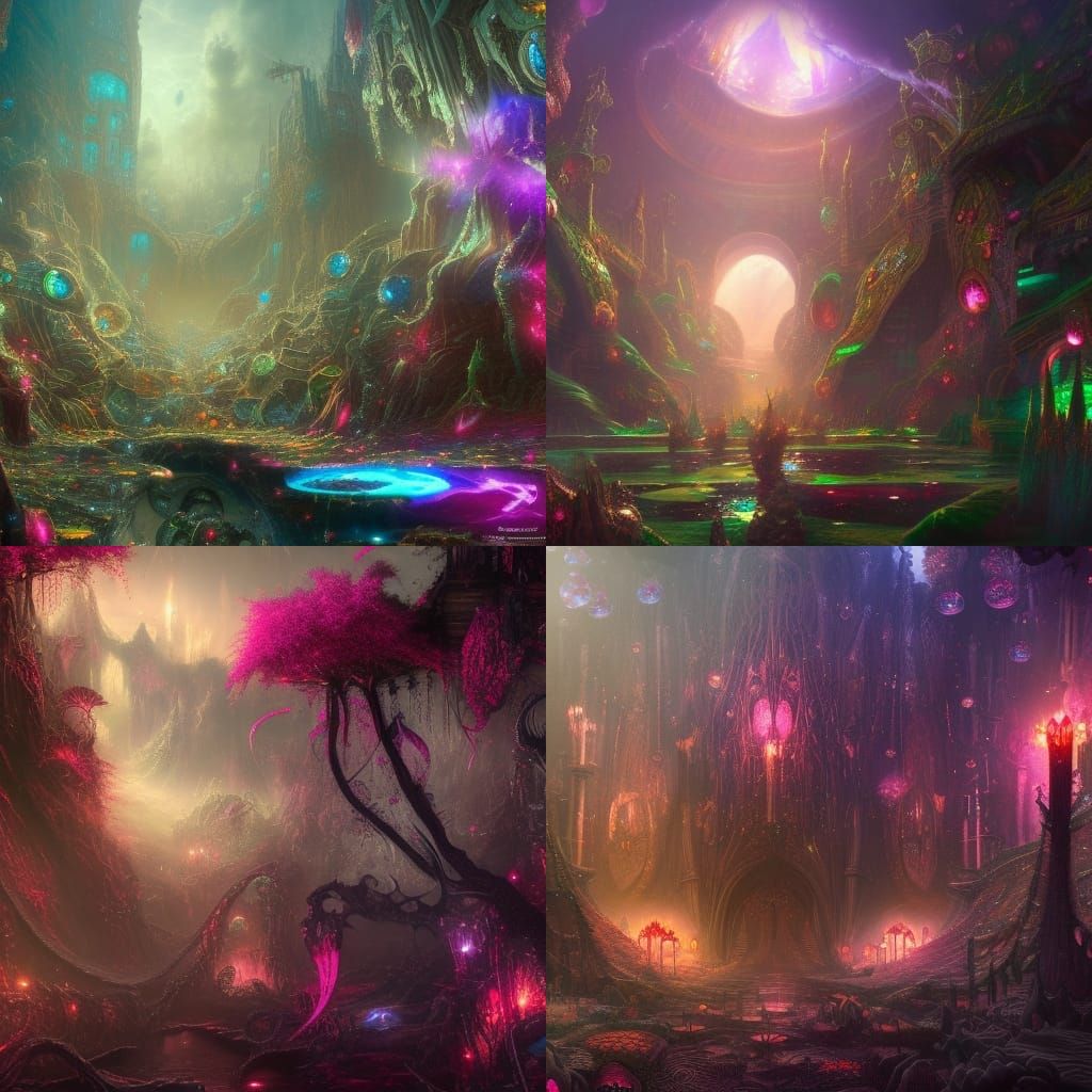 Sparkling Weirdcore Paradise: Detailed Matte Painting