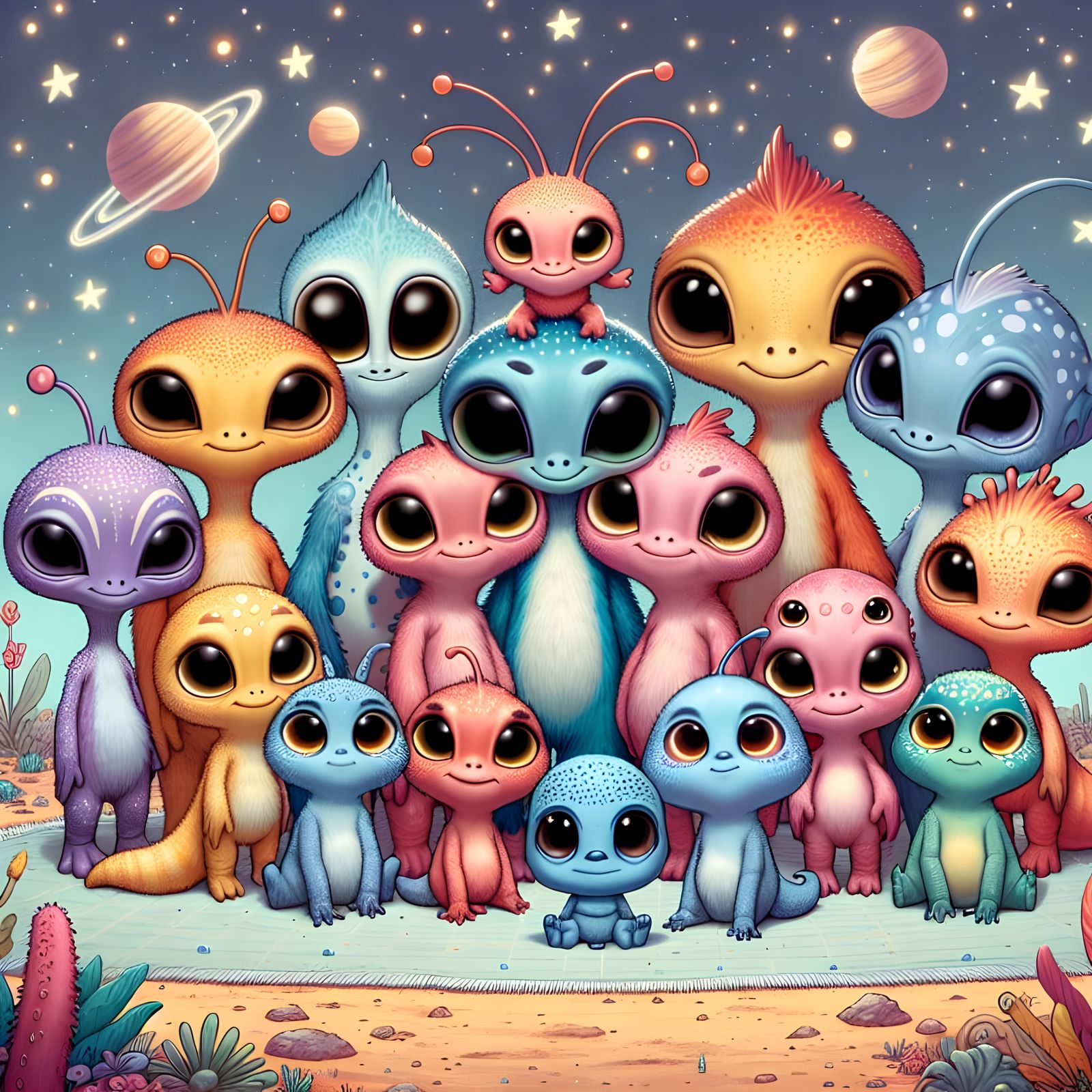 Cute Aliens Family Portrait!