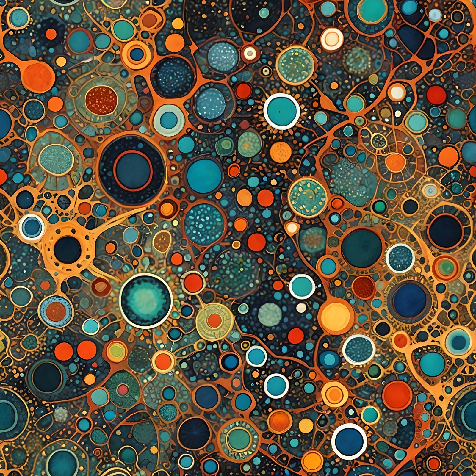 Abstract Cellular Microcosm in Complementary Colors