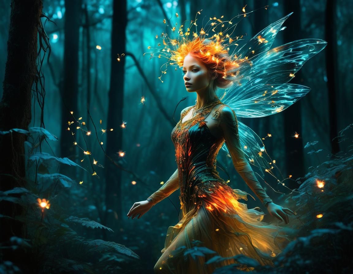 Surreal Fantasy Fairy in Cyberpunk Digital Art