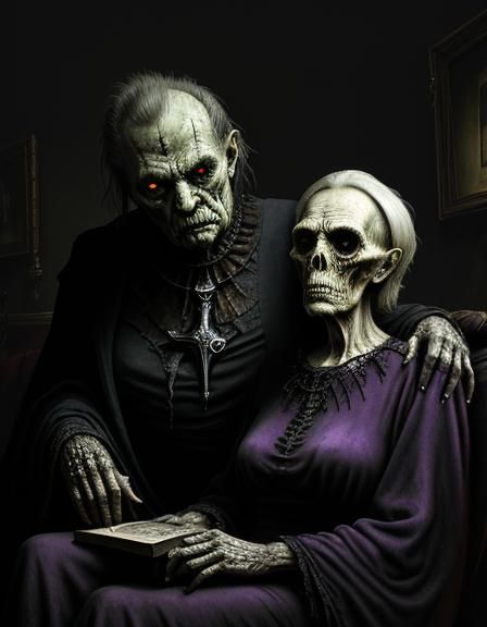 Dark Surrealism: Grumpy Grandpa and Grandma Glaring