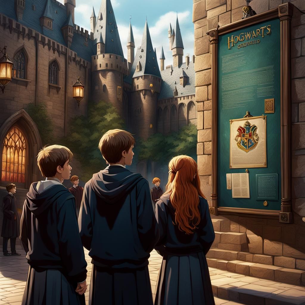 Hogwarts Students Read Bulletin Board, Hyperrealistic