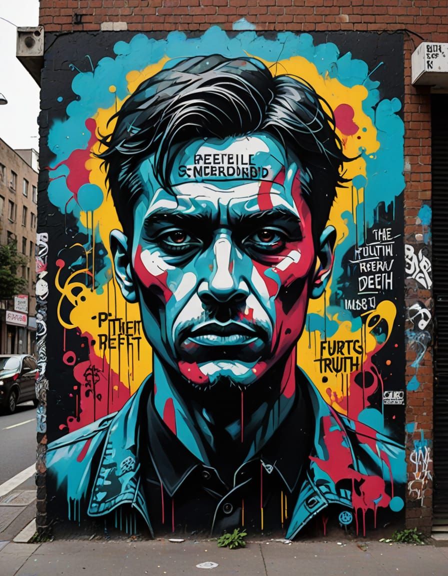 Dystopian Quote in Colorful Street Art