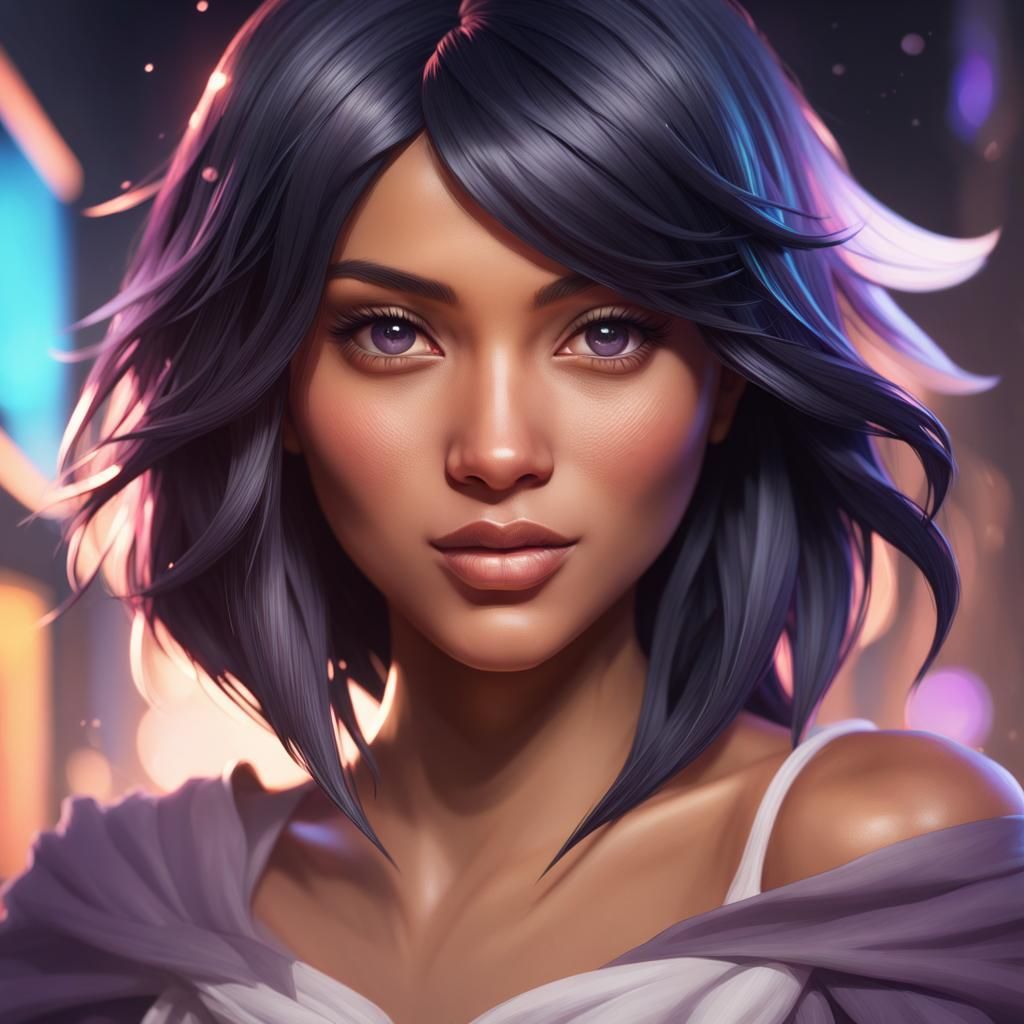 Detailed Portrait with Dynamic Lighting in Art Nouveau Style