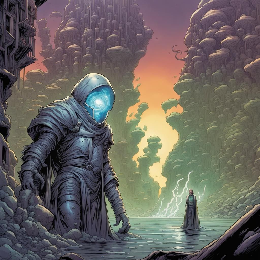 Oozing Synthetic Warlock in Comic Book Style