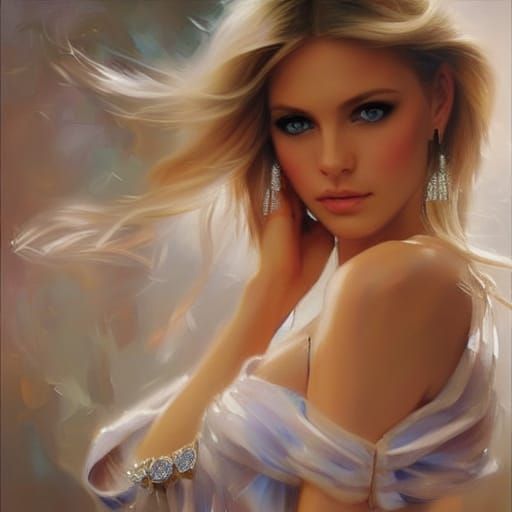 Diamond Necklace Portrait in Hyperrealistic Style