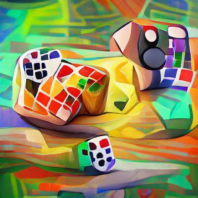 Dice in Colorful Cubism Style