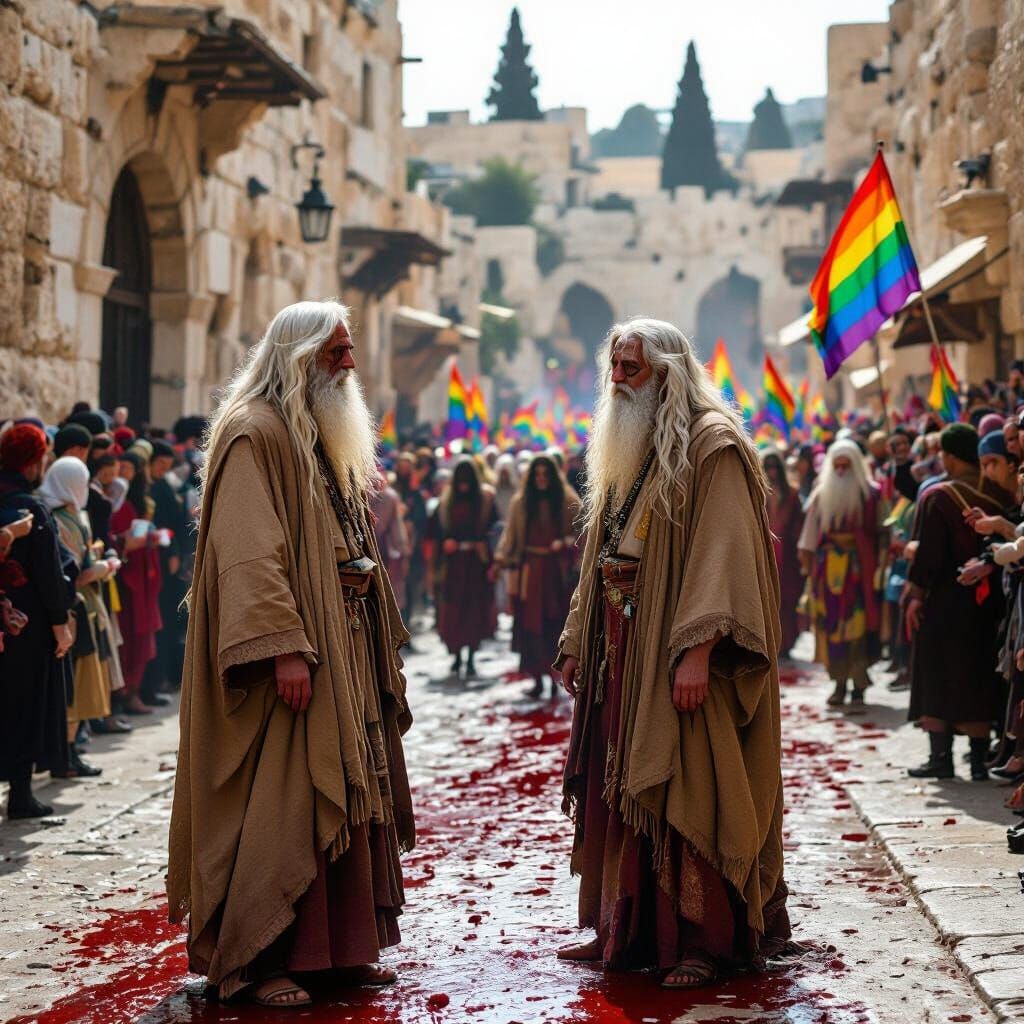 Surreal Jerusalem Parade Inspired by Giger and Beksiński