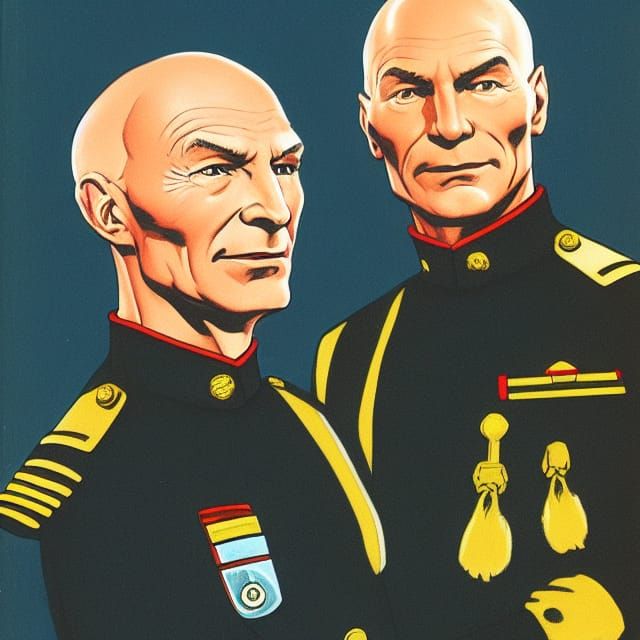 Captain Picard and Data: Classic Book Illustration