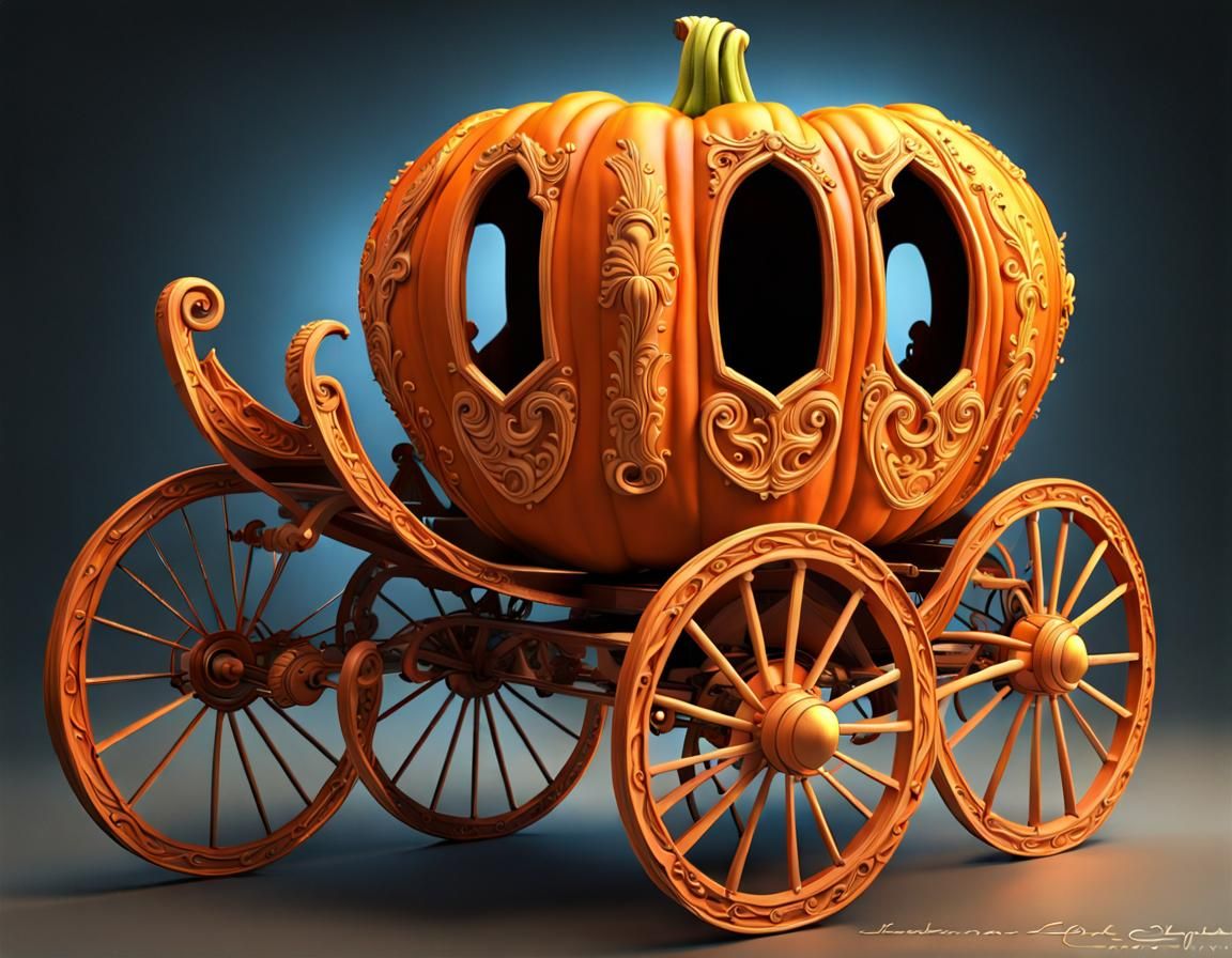 Intricate Pumpkin Carriage: A Jack-o'-Lantern Masterpiece
