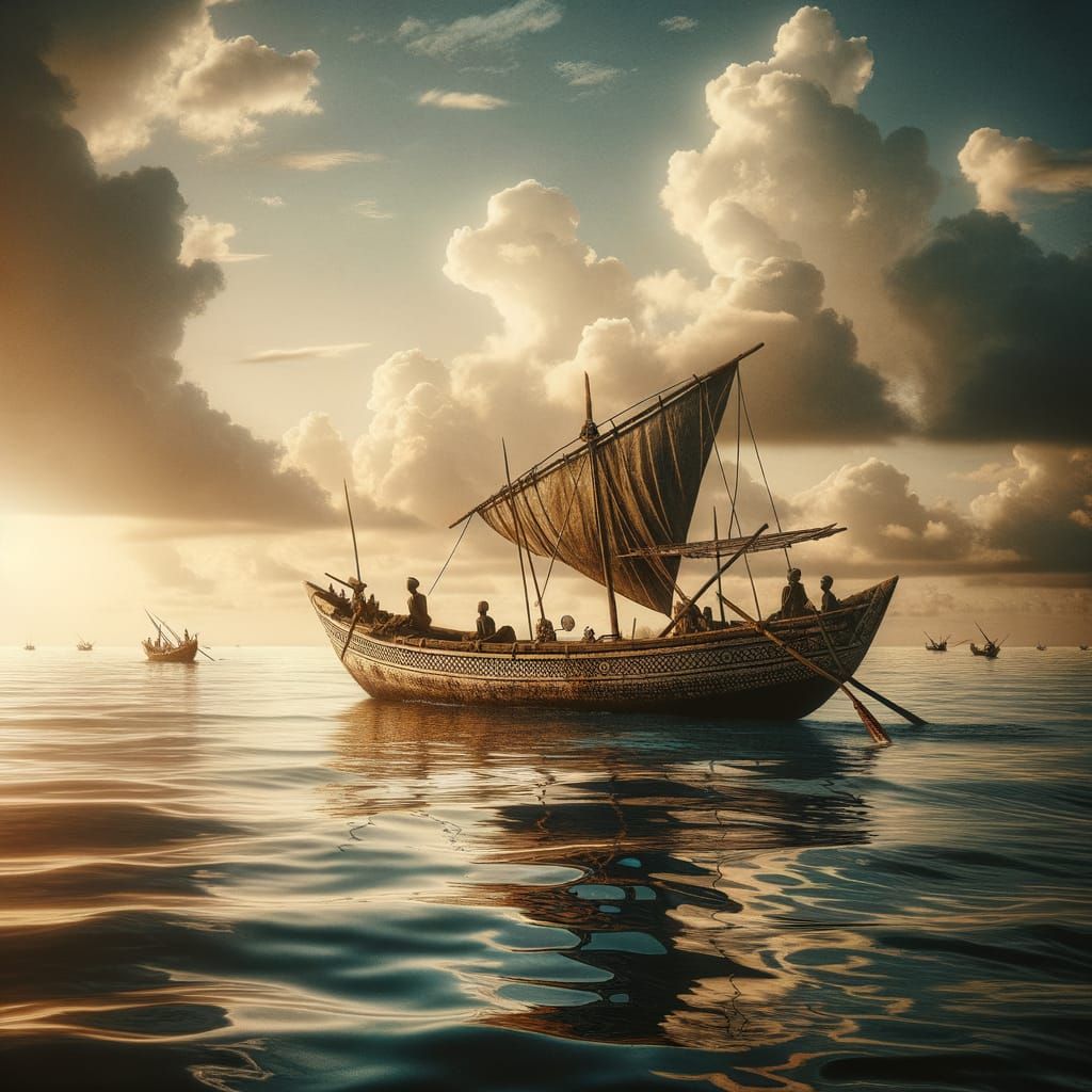 African Bantu Fishing Boat in Golden Light