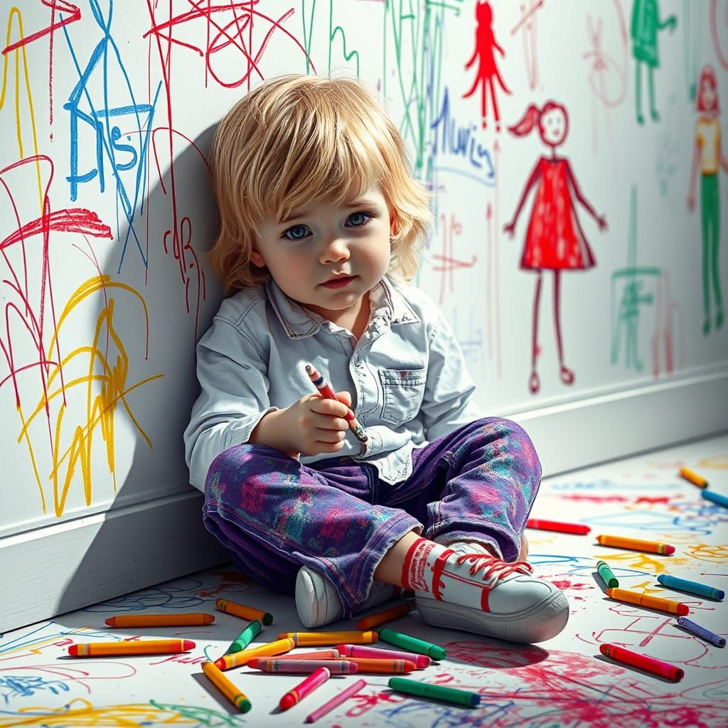 Child's Crayon Drawing in Greg Rutkowski Style