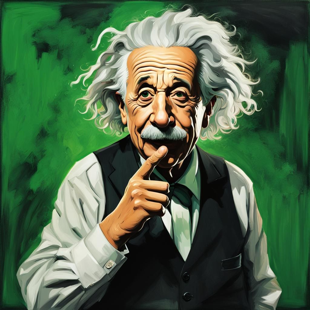 Einstein Sticks Out Tongue: Hyperrealistic Portrait