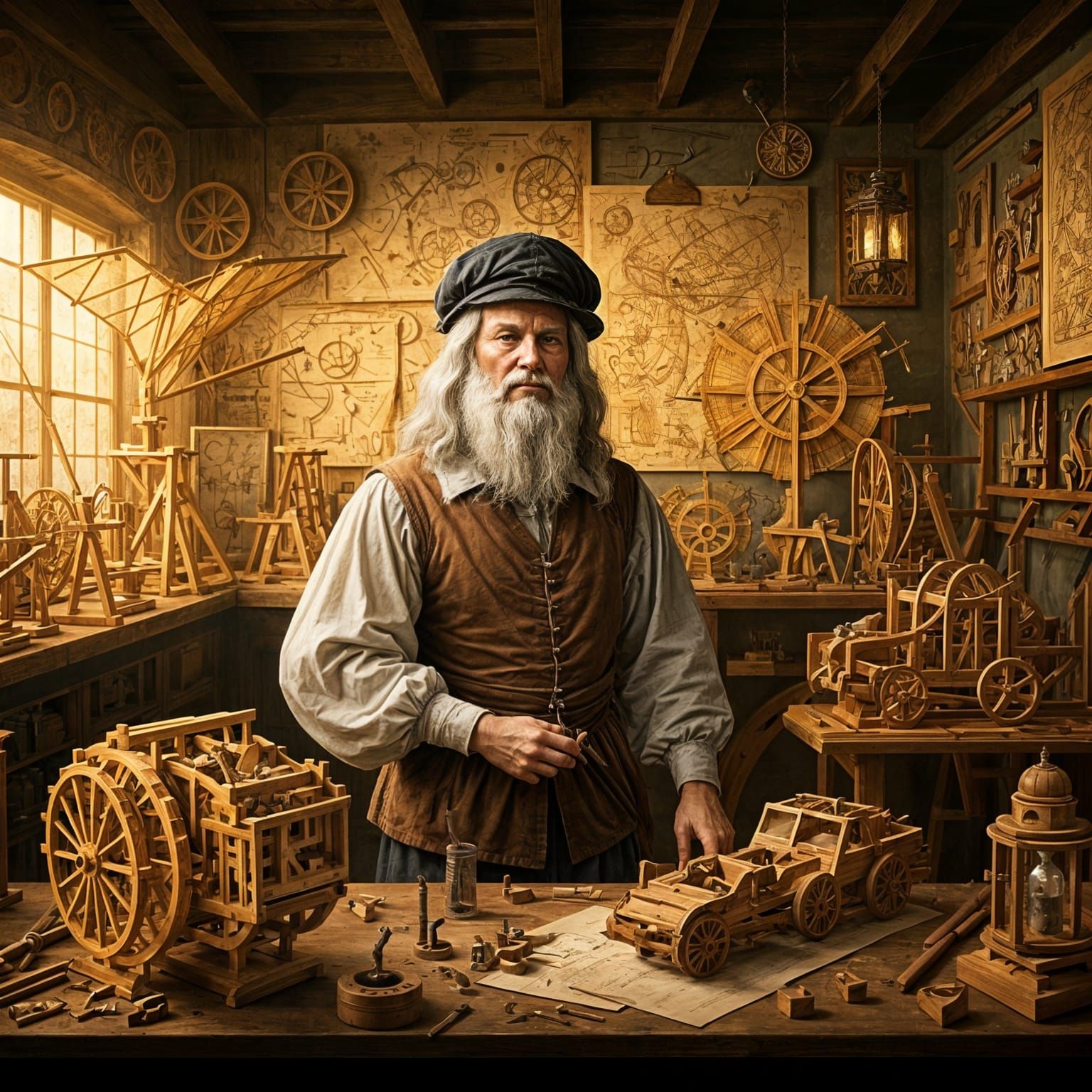 Renaissance Inventor at Work in his Laboratory