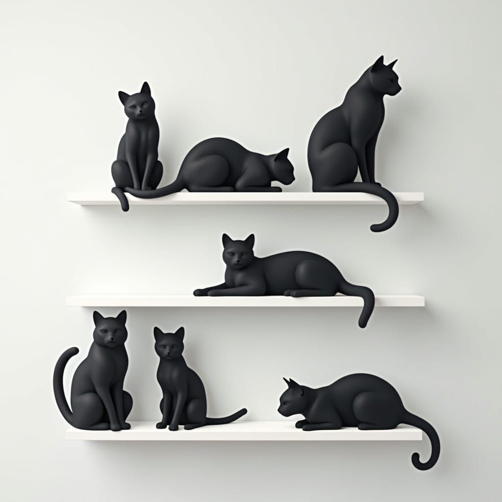 Feline Silhouettes in Elegant Grey Room