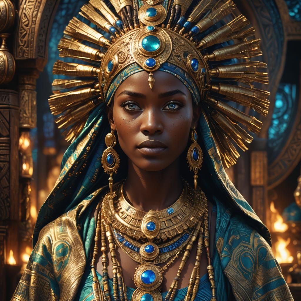 Radiant African Woman with Blue Eyes