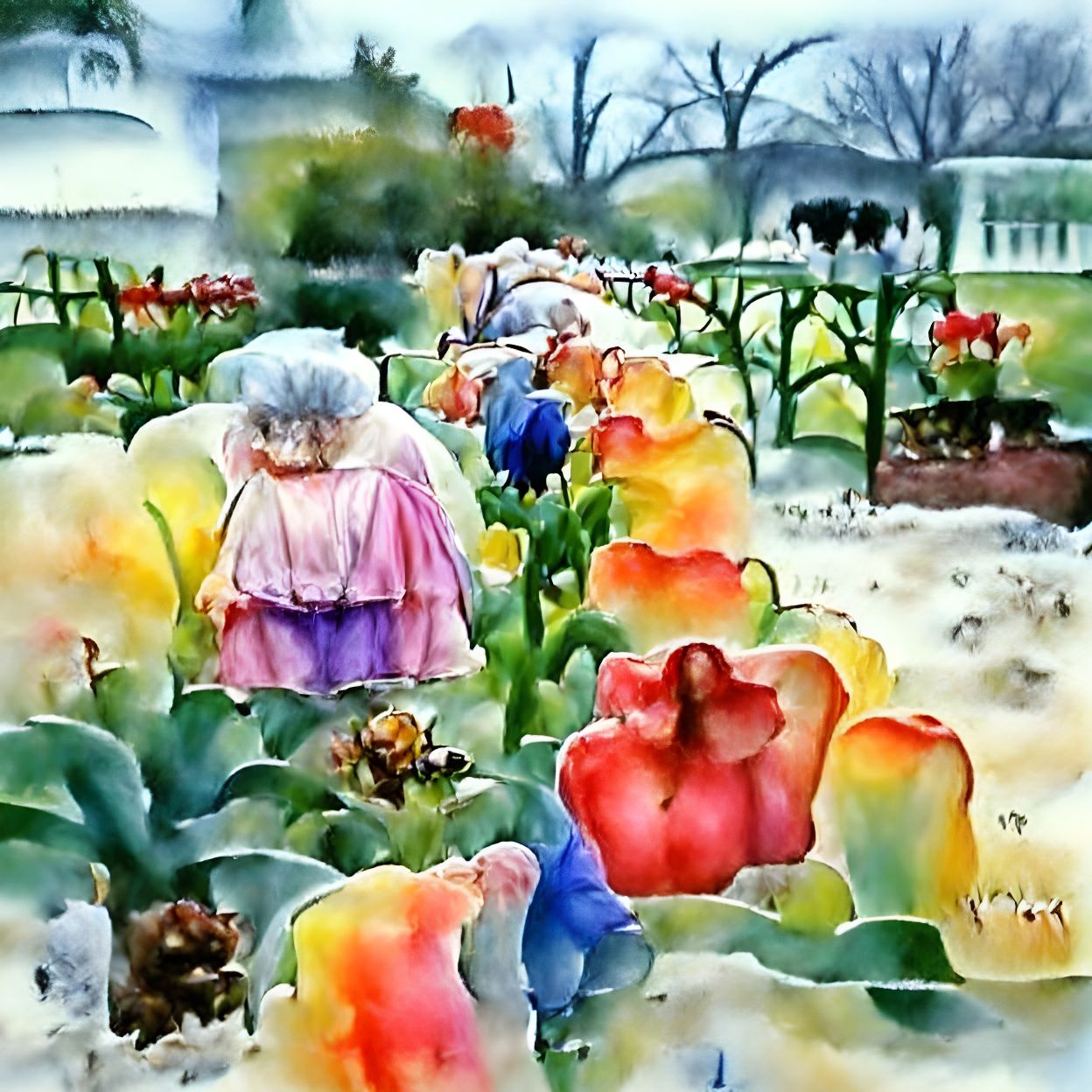 Watercolor Flower Garden Inspired by Peggy Dean