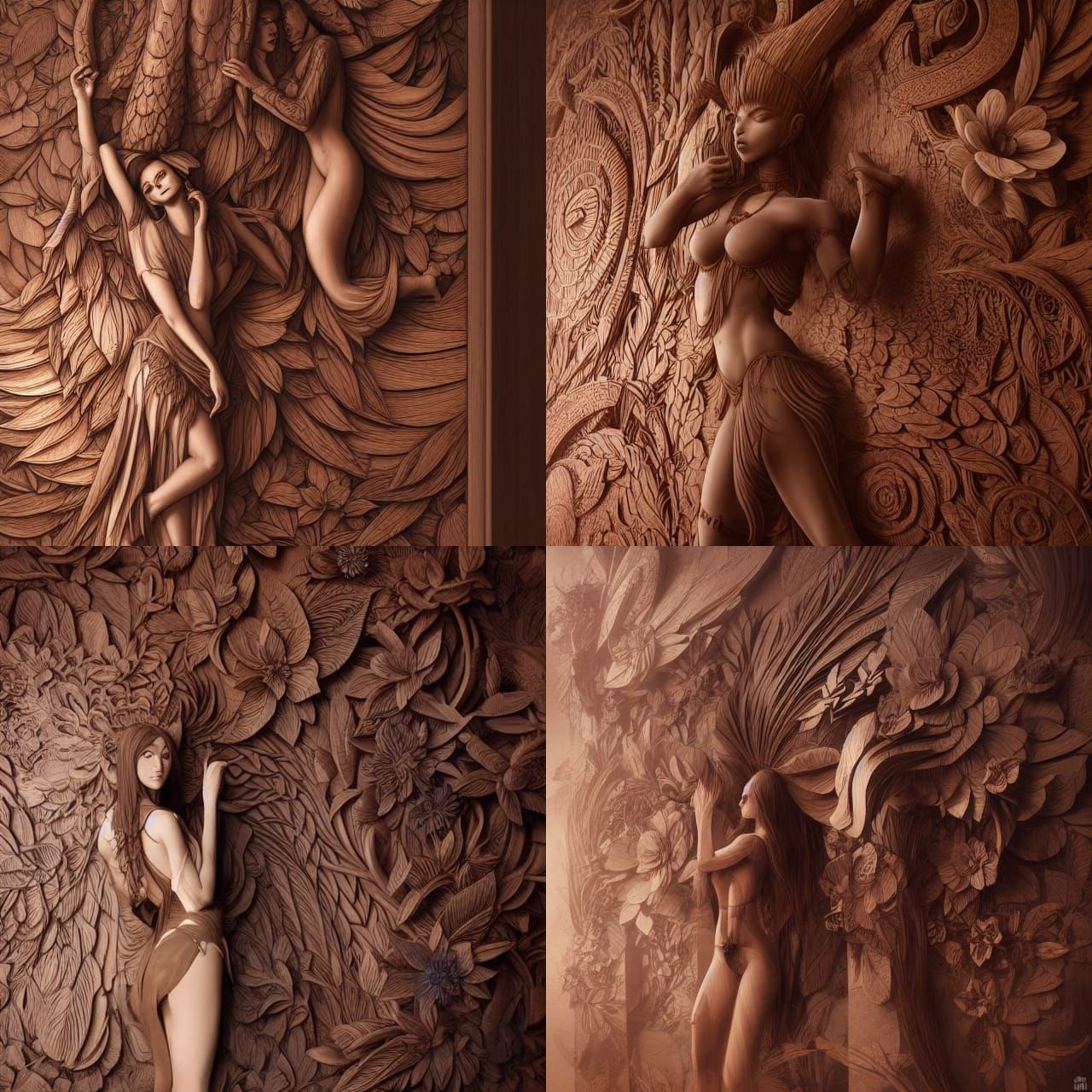 Dark Fantasy: Sensual Wooden Wall Carvings
