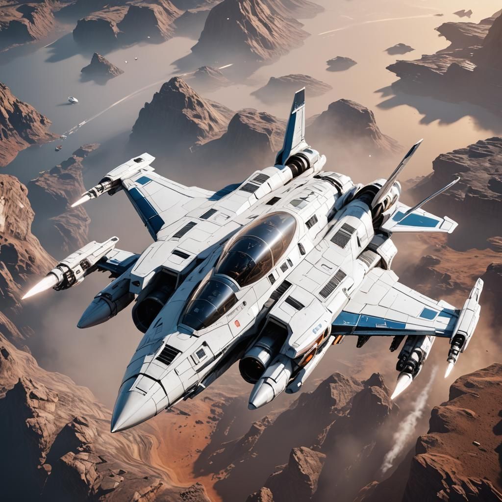 Space Ranger's White Fighter Jet Spaceship in 3D