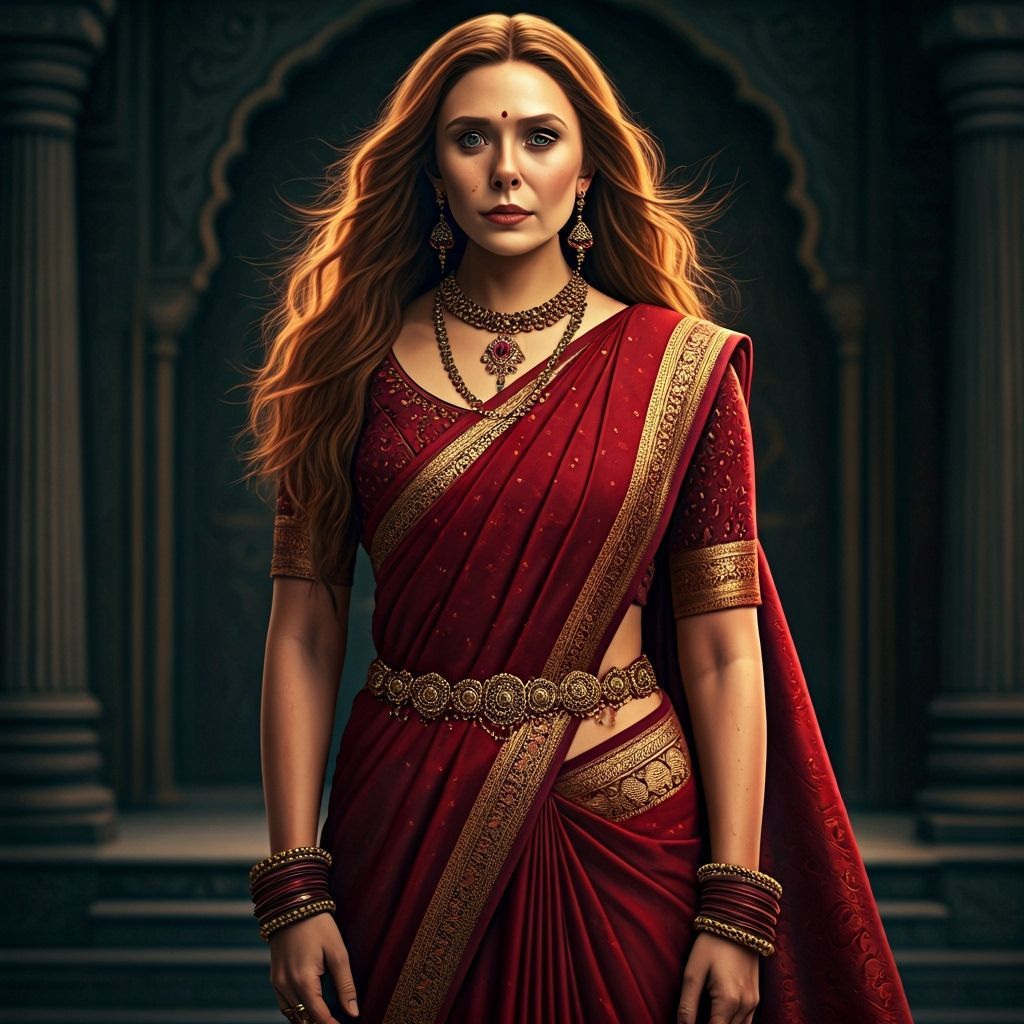 Elizabeth Olsen as Scarlet Witch in Maharashtrian Saree