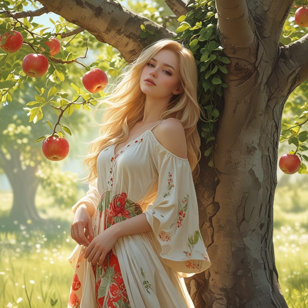 Sultry Summer Portrait in Vibrant Watercolor Style