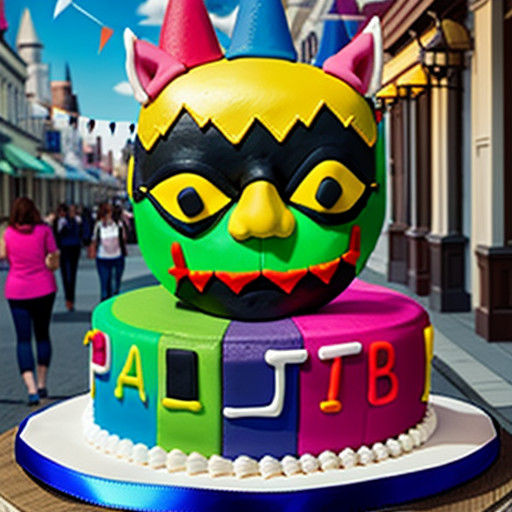 A Vibrant Party Mask Adorns City Street