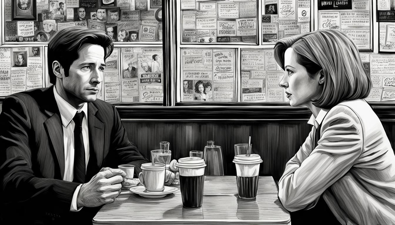 Fox Mulder and Dana Scully at a Cafe