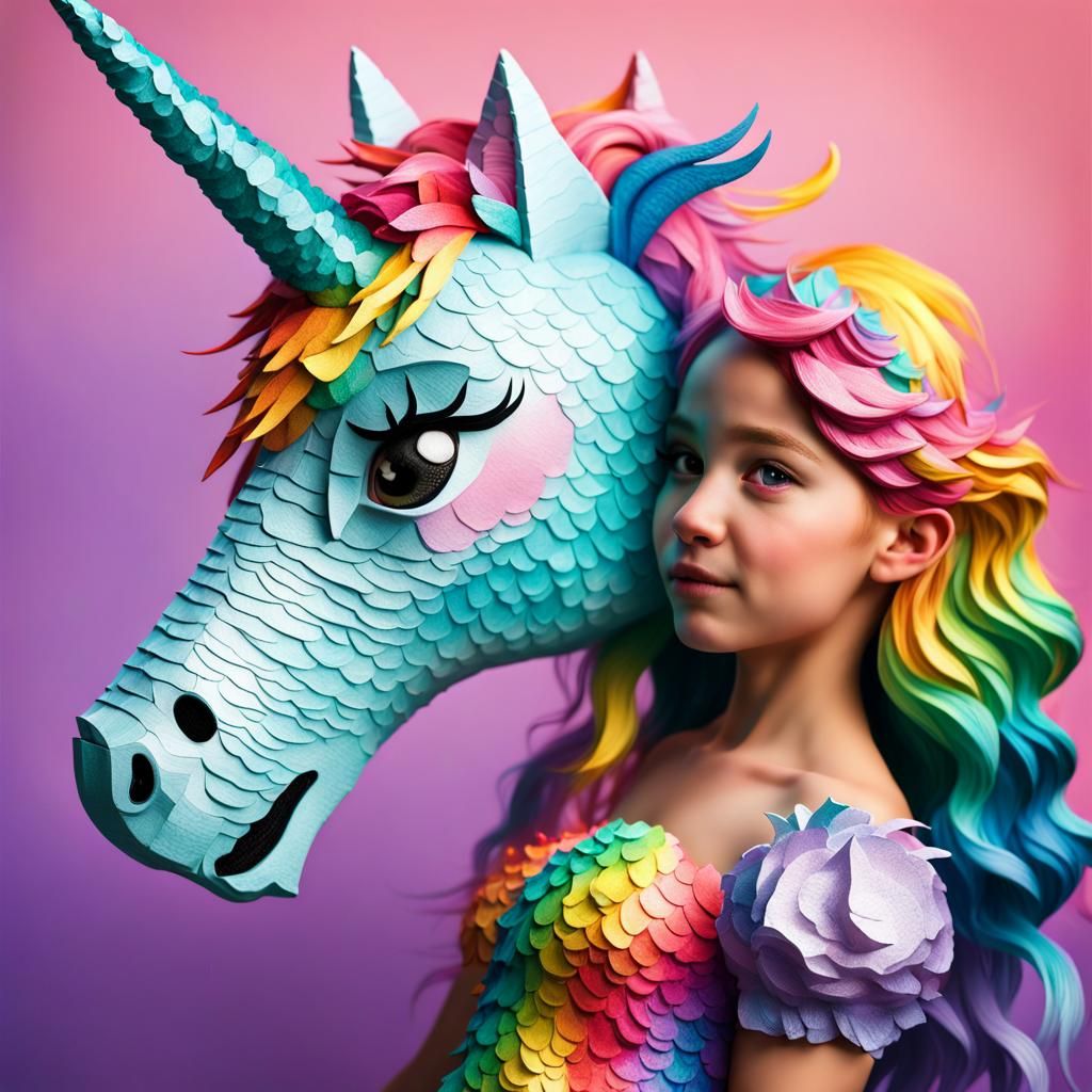 Hyperrealistic Mermaid Unicorn Piñata Princess Concept Art