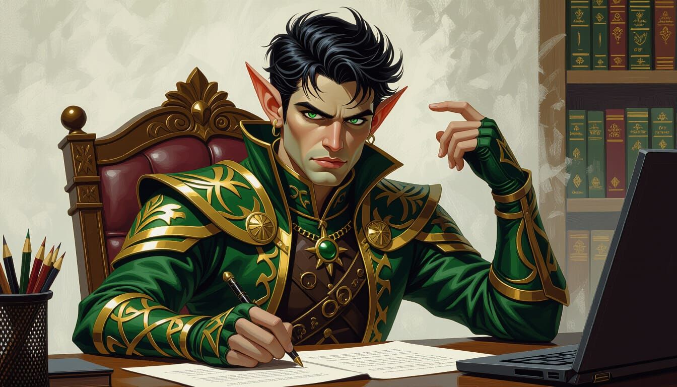 Elf Sorcerer in Comic Book Style by James Gurney