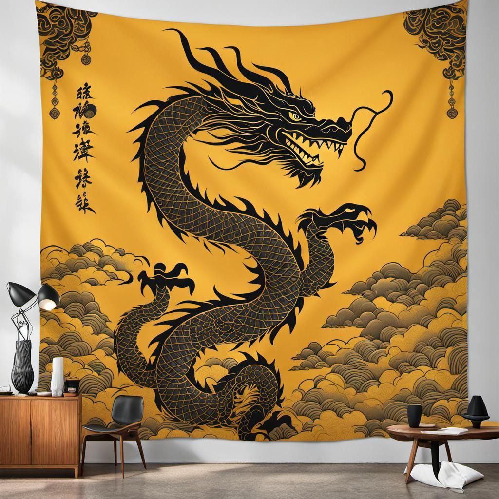 Dragon Tattoo Art: Asian Woman in Surreal Style