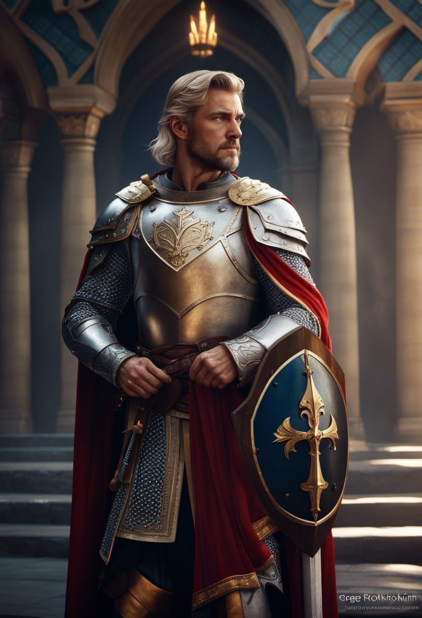 Medieval Fantasy King Arthur Portrait, Matte Painting
