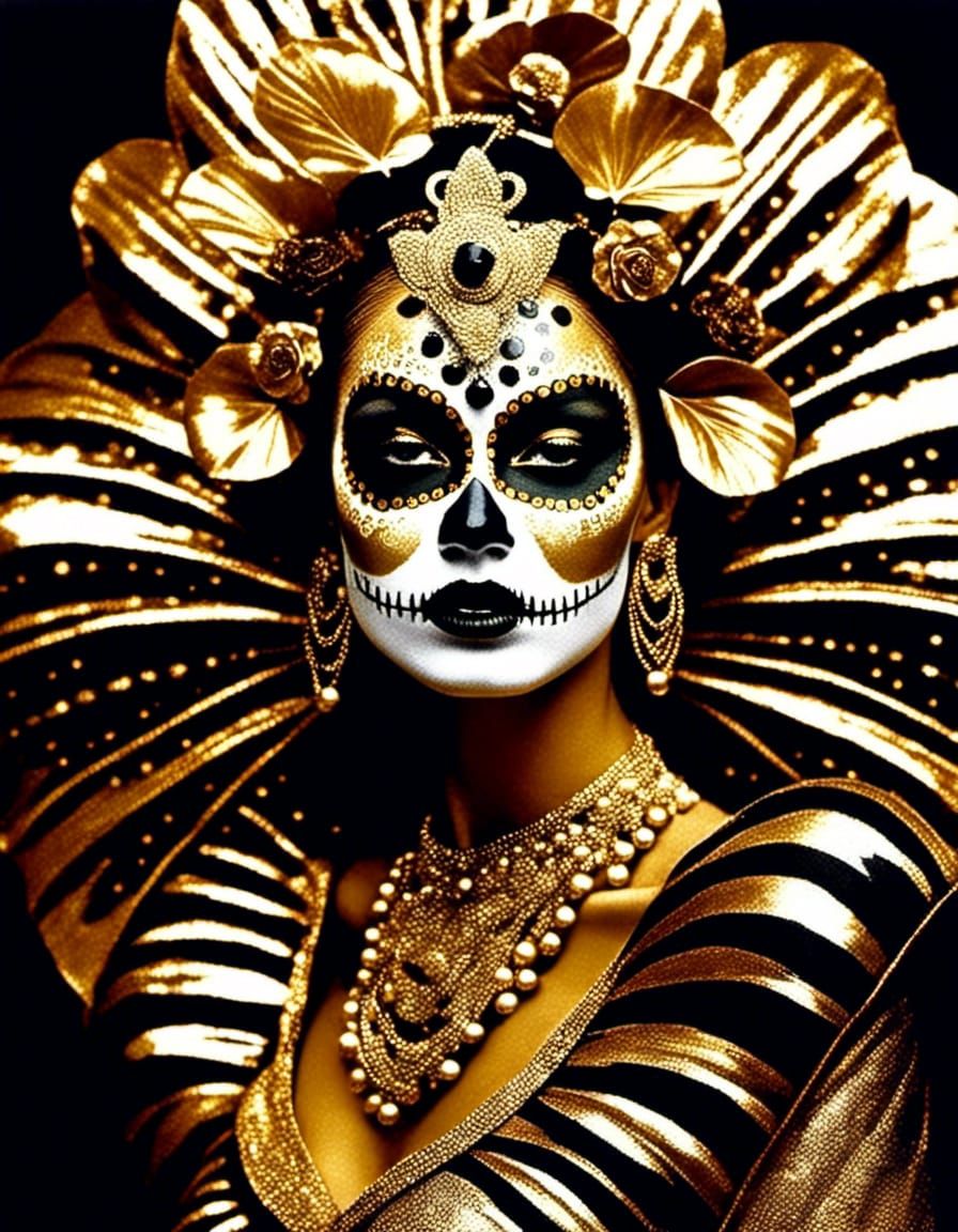 Day of the Dead Woman with Psychedelic Foliage