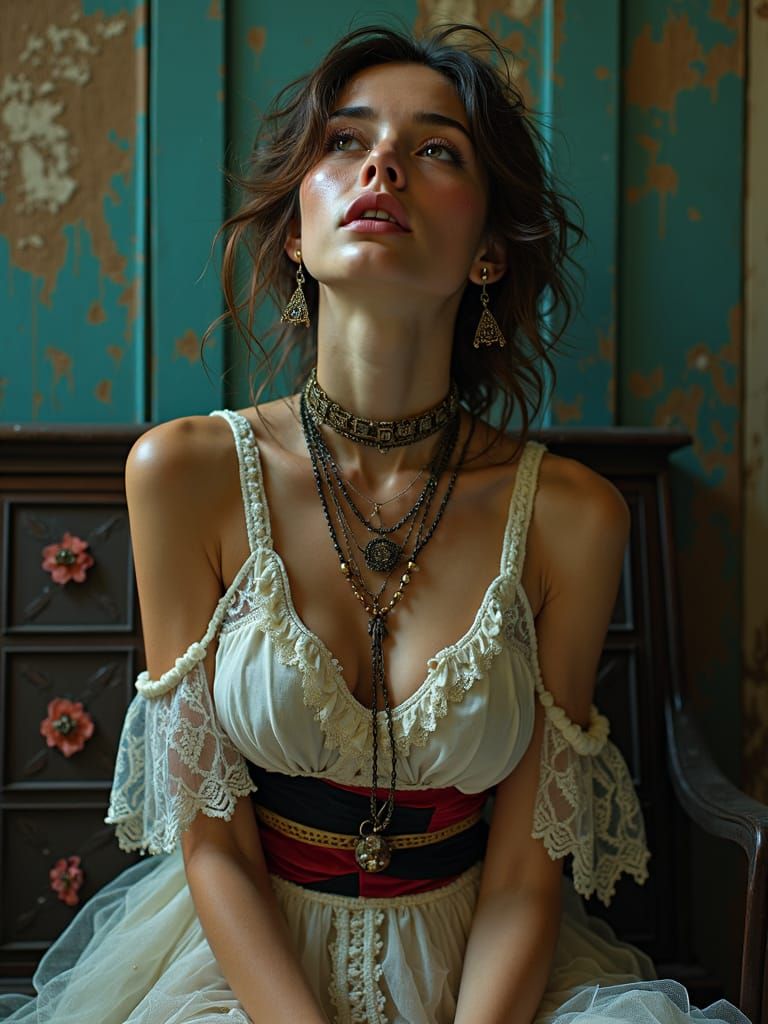 Emotional Bohemian Portrait in Surrealist Style