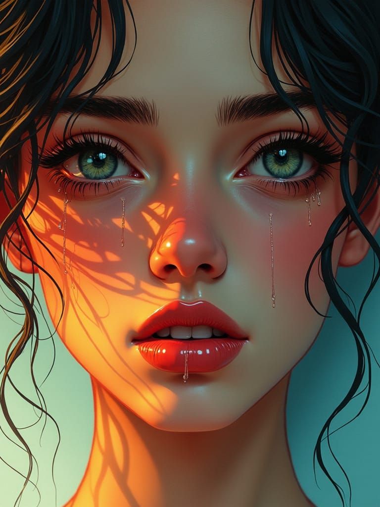 Woman with Turbulent Aura as Abstract Expressionism