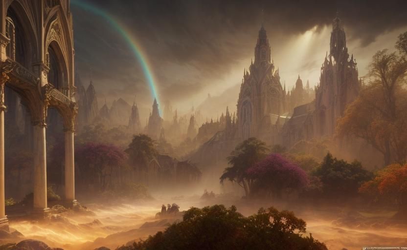 Harmonious Village: A Dark Fantasy Digital Masterpiece