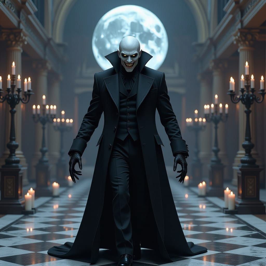 Ominous Monster in Baroque Ballroom, Dark Mystical Aesthetic