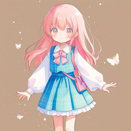 Moe Anime Girl on Paper Background