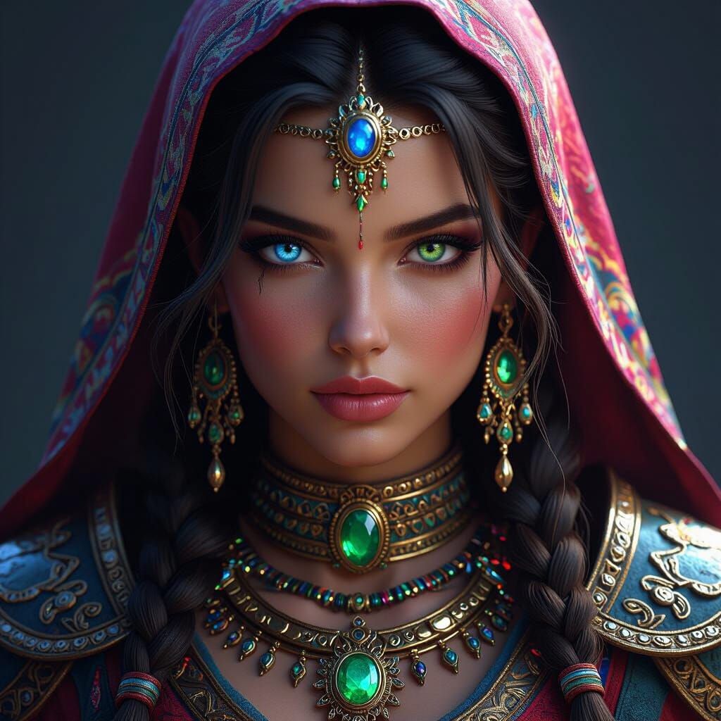 Warrior Woman Portrait With Striking Eyes