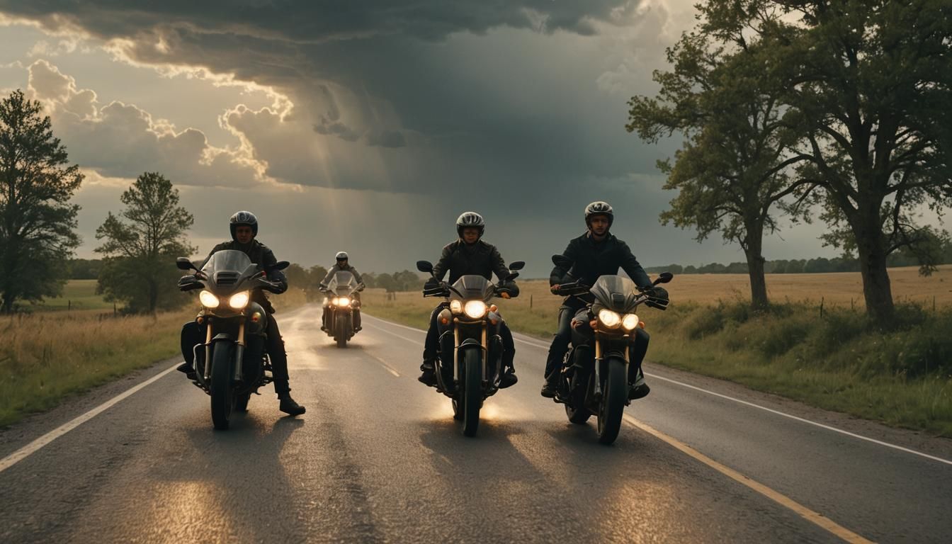 Equestrians on Country Road in Golden Light